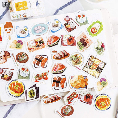 Premium Die-Cut Kawaii Stickers Food Sushi Chinese Take-out Takeaway Salad Wagashi Foodie Stickers