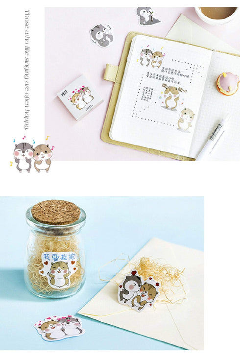 Premium Die-Cut Stickers Chipmunk Love Romance