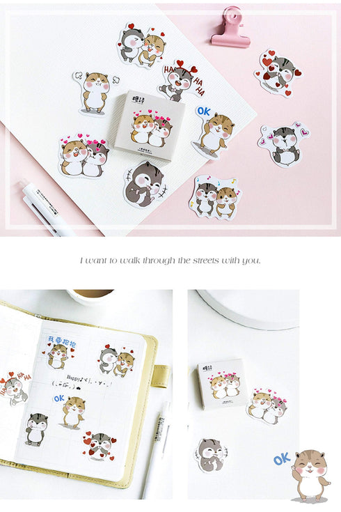 Premium Die-Cut Stickers Chipmunk Love Romance