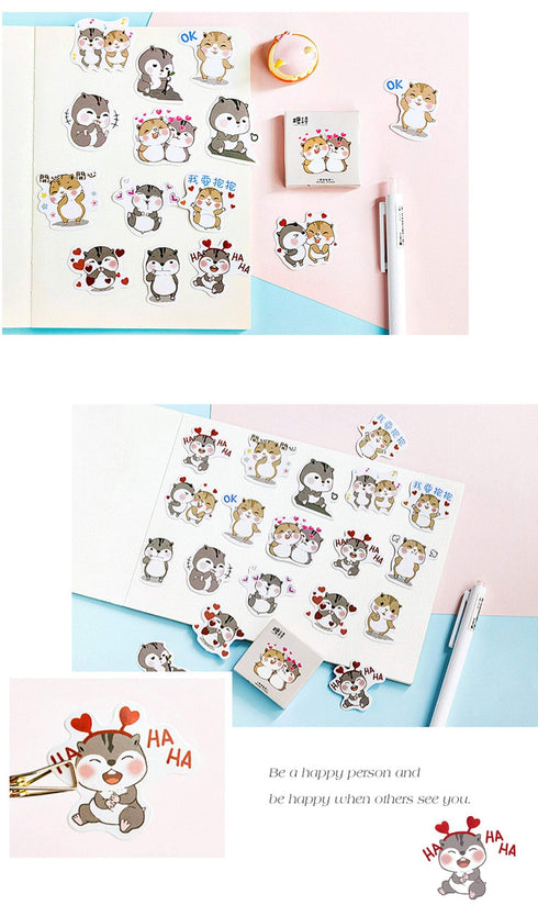 Premium Die-Cut Stickers Chipmunk Love Romance