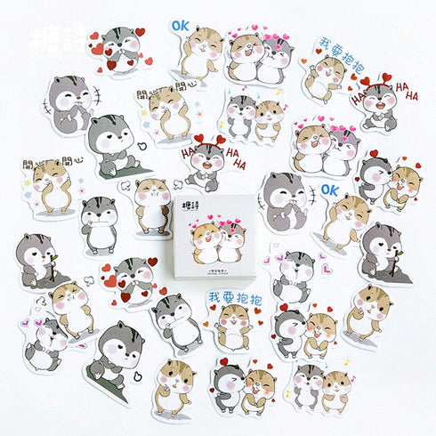 Premium Die-Cut Stickers Chipmunk Love Romance