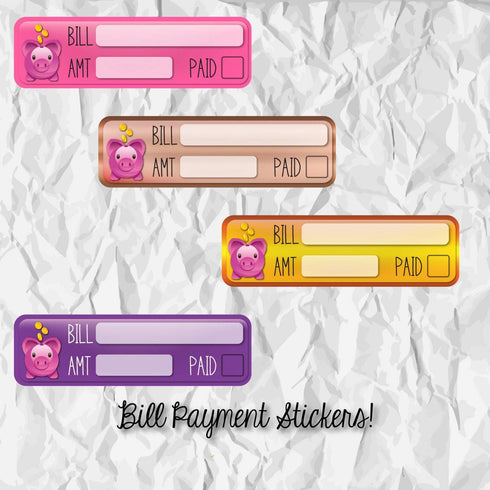 PRINTABLE & Cut File Silhouette Cut File Bills Pay Bills Tiny Planner Stickers Pastel or Bold jpg png pdf svg Files Included