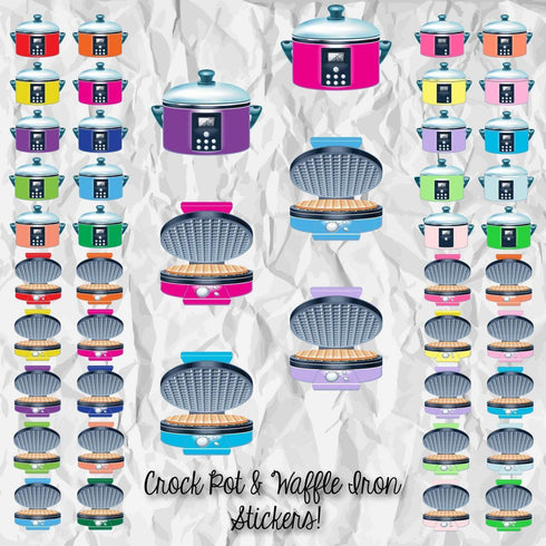 PRINTABLE & Cut File Silhouette Cut File Mini Slow Cooker Instant Pot and Waffle Iron Tiny Planner Stickers