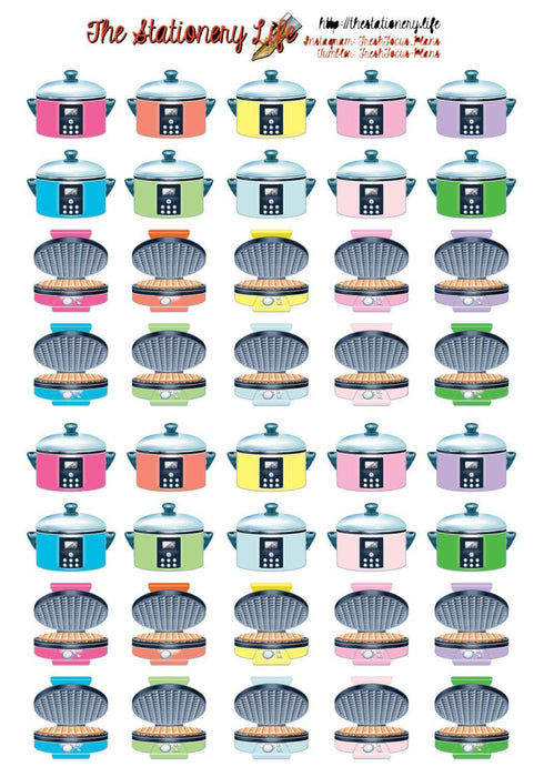 PRINTABLE & Cut File Silhouette Cut File Mini Slow Cooker Instant Pot and Waffle Iron Tiny Planner Stickers