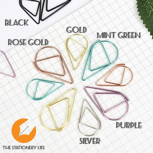 Purple Set Water Drop Tear Drop Teardrop Paper Clips - Three Sizes!