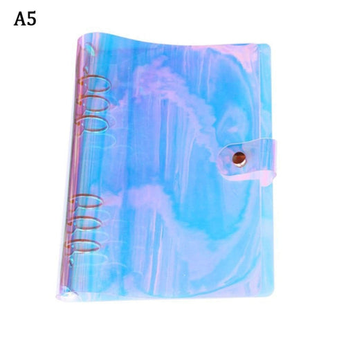 PVC Laser-Cut Hologram Holographic 6 Ring Rainbow Snap Closure Loose Leaf Binder | A5 25mm Rings