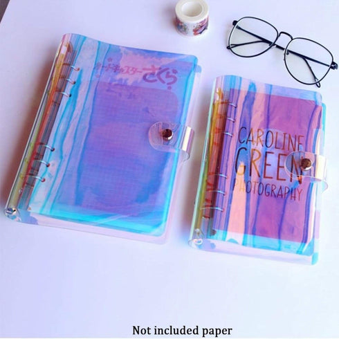 PVC Laser-Cut Hologram Holographic 6 Ring Rainbow Snap Closure Loose Leaf Binder | A5 25mm Rings
