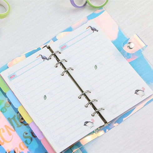 PVC Laser-Cut Hologram Holographic 6 Ring Rainbow Snap Closure Loose Leaf Binder | A5 25mm Rings