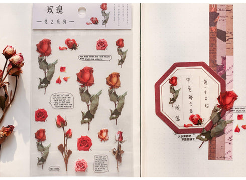 Realistic Flowers Blossoms PET Transparent Dainty Stickers | Cherry Blossom Sakura