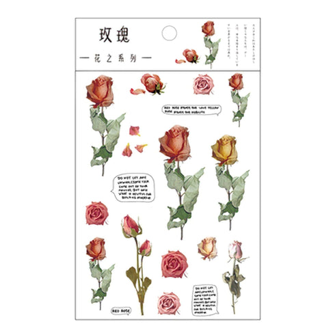 Realistic Flowers Blossoms PET Transparent Dainty Stickers | Rose