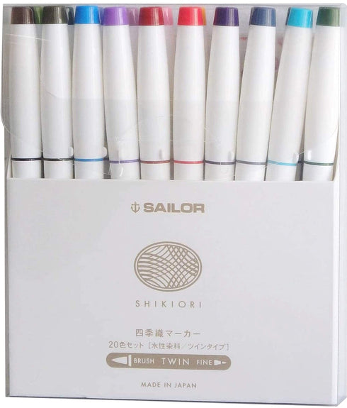 Sailor SHIKIORI Dual Tip Calligraphy Brush Pen Fine Tip Pen 25-5400-000 | 20 Color Set