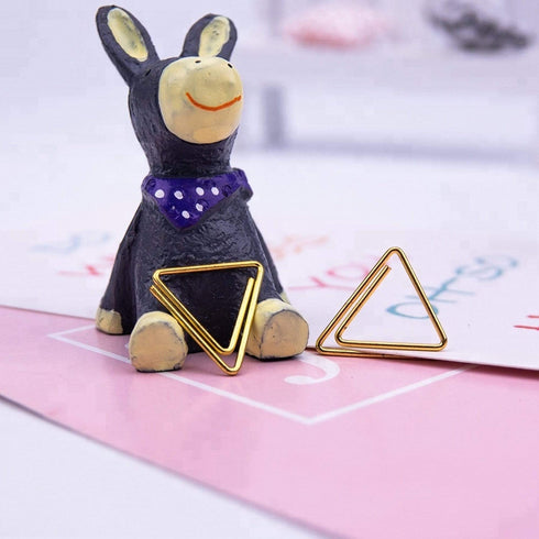 SET OF FIVE Unusual Gold Triangle Paper Clips | 20mm