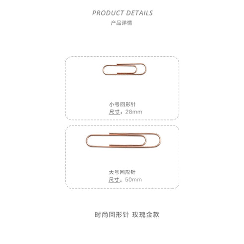 SET OF TEN Rose Gold Small Paper Clips | 28mm