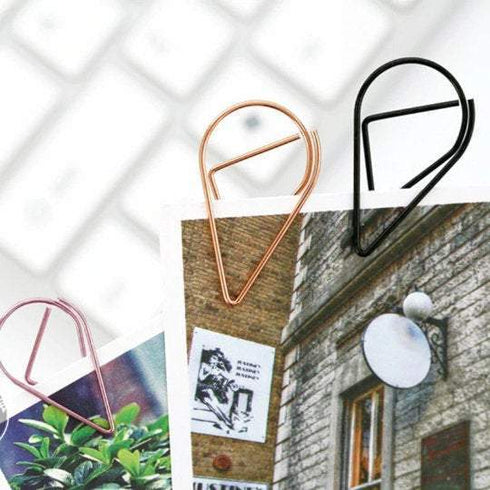 Silver Set Water Drop Tear Drop Teardrop Paper Clips - Three Sizes!