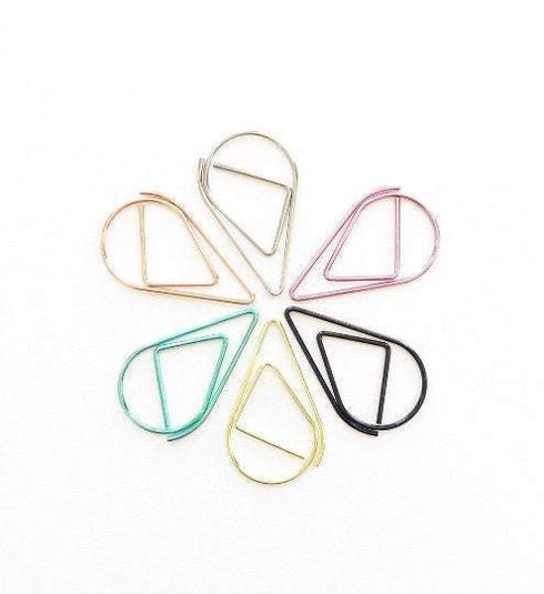 Silver Set Water Drop Tear Drop Teardrop Paper Clips - Three Sizes!