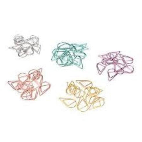 Silver Set Water Drop Tear Drop Teardrop Paper Clips - Three Sizes!