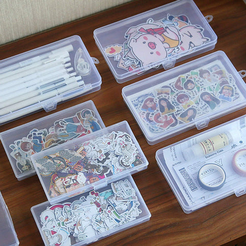 Small Loose Sticker Storage Box Planner Storage Clear Plastic Storage Box Die-Cut Sticker Storage