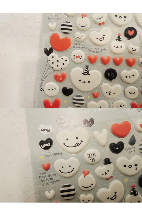 Suatelier Sonia Puffy 3D Stickers 1015 | Balloon Heart Puffy Heart Stickers 3D Heart Stickers