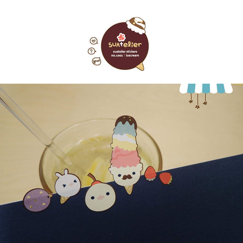 Suatelier Sonia PVC Transparent Stickers 1002 | Ice Cream Ice Cream Cone Kawaii Ice Cream