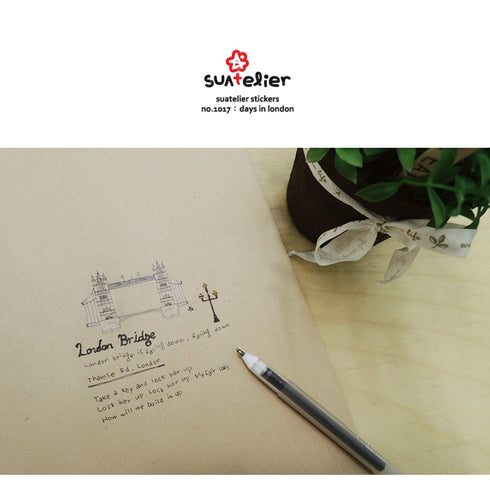 Suatelier Sonia PVC Transparent Stickers 1017 | Days in London Double Decker Bus Phone Union Jack