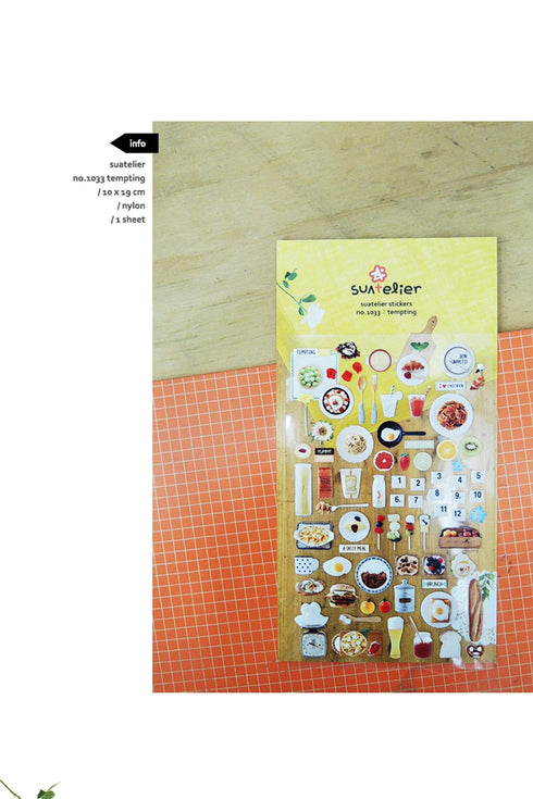 Suatelier Sonia PVC Transparent Stickers 1033 | Tempting Food Meals Baguette Eggs Pretzel