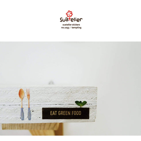 Suatelier Sonia PVC Transparent Stickers 1033 | Tempting Food Meals Baguette Eggs Pretzel