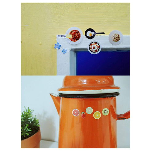 Suatelier Sonia PVC Transparent Stickers 1033 | Tempting Food Meals Baguette Eggs Pretzel