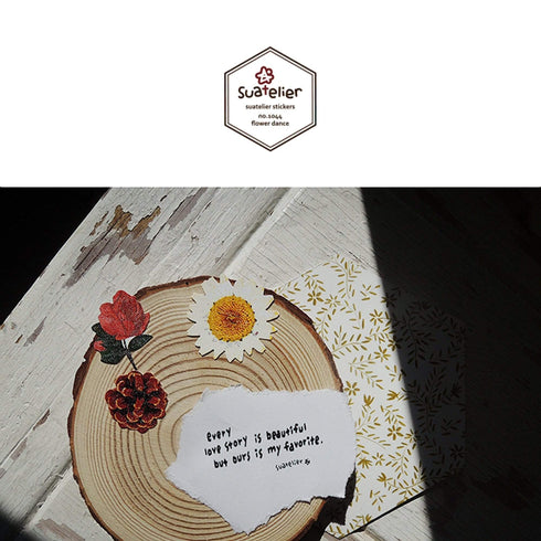 Suatelier Sonia PVC Transparent Stickers 1044 | Flower Dance Daisy Sticker Rose Sticker Sunflower