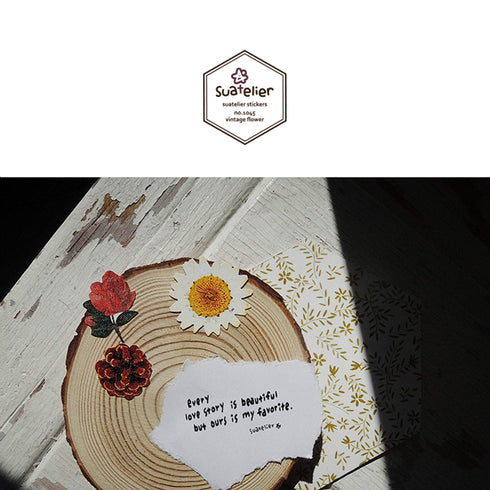 Suatelier Sonia PVC Transparent Stickers 1045 | Vintage Flower Daisy Sticker Rose Sticker Sunflower