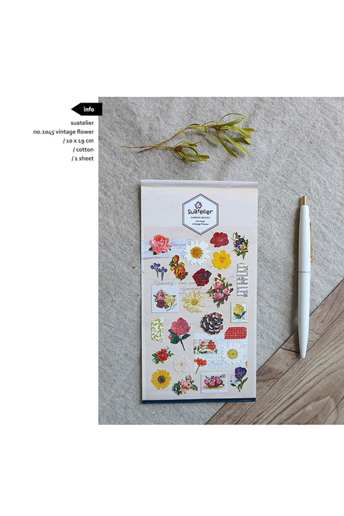 Suatelier Sonia PVC Transparent Stickers 1045 | Vintage Flower Daisy Sticker Rose Sticker Sunflower