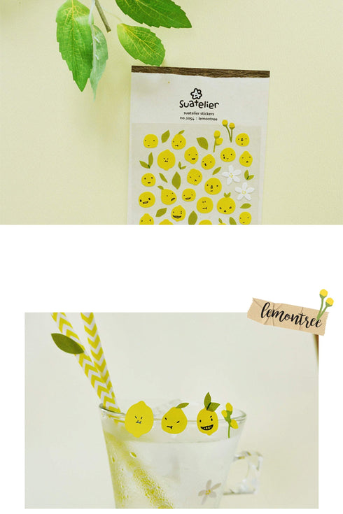 Suatelier Sonia PVC Transparent Stickers 1054 | Lemontree Lemon Tree Sticker Lemonade Sticker Lemon