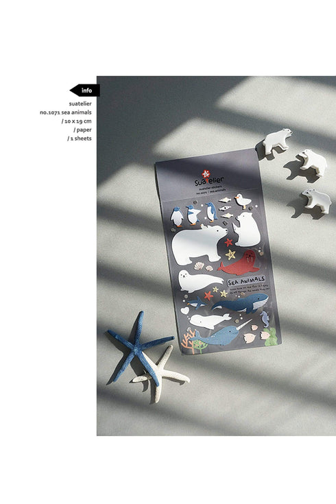 Suatelier Sonia PVC Transparent Stickers 1071 | Sea Animals Polar Bear Harp Seal Penguin Stickers