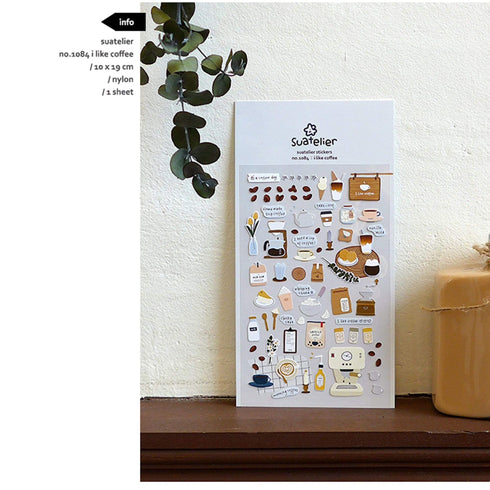 Suatelier Sonia PVC Transparent Stickers 1084 | I Like Coffee Café Barista Cappuccino Cold Brew