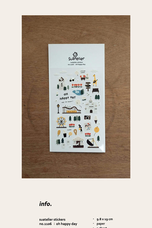 Suatelier Sonia PVC Transparent Stickers 1106 | Oh Happy Day Rollercoaster Ferris Wheel Day Trip