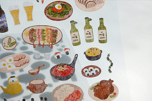 Suatelier Sonia PVC Transparent Stickers 1109 | Food Trip #3 Beer Eggs Spam Tea