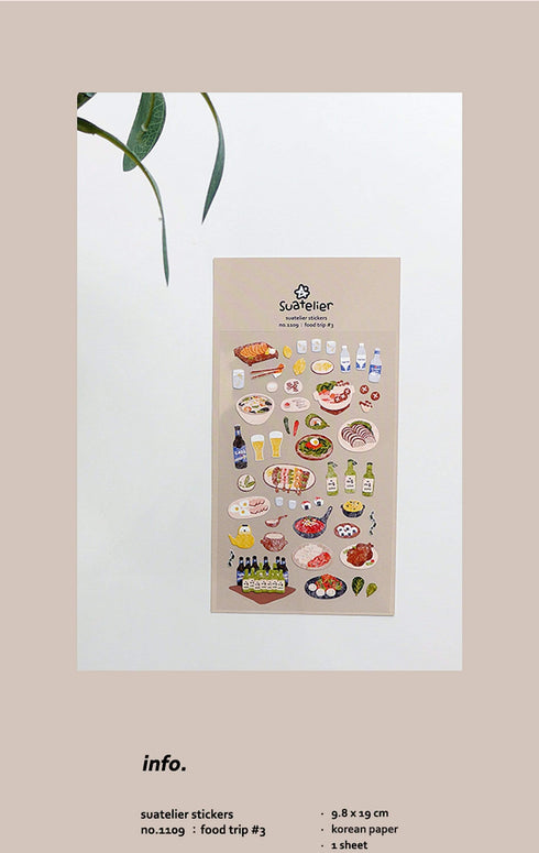 Suatelier Sonia PVC Transparent Stickers 1109 | Food Trip #3 Beer Eggs Spam Tea