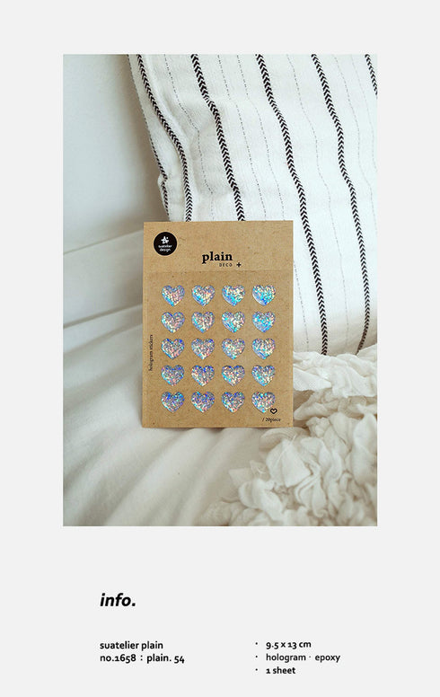 Suatelier Sonia PVC Transparent Stickers 1658-54| Hologram Sparkle Heart Glitter Hearts