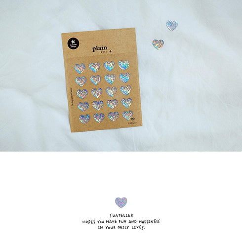 Suatelier Sonia PVC Transparent Stickers 1658-54| Hologram Sparkle Heart Glitter Hearts