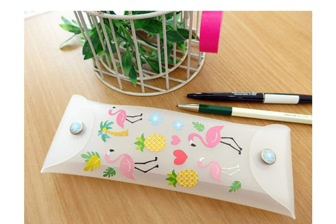 Suatelier Sonia PVC Transparent Stickers 2049 | Flamingo Pineapple Palm Trees