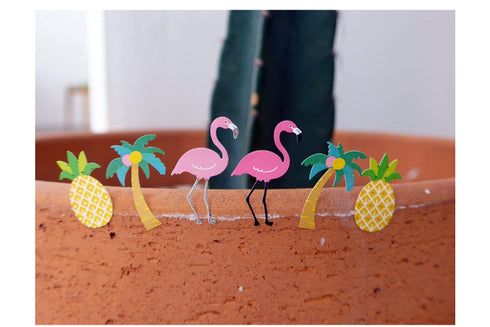 Suatelier Sonia PVC Transparent Stickers 2049 | Flamingo Pineapple Palm Trees