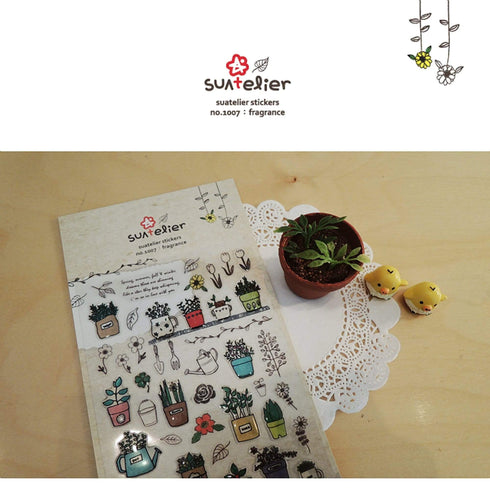 Suatelier Sonia PVC Transparent Stickers 1007 | Fragrance Plants Gardening Garden