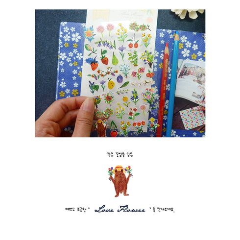 Suatelier Sonia PVC Transparent Stickers 2035 | Love Flower Wildflowers Bouquets Flowers Fruit Berry