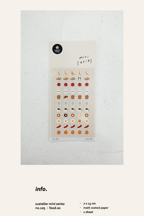 Suatelier Sonia PVC Transparent Stickers Mini Series 103 | Food 02 Breakfast Donut Bacon Egg Coffee