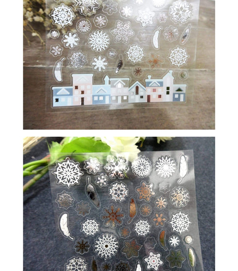 Suatelier Sonia PVC Transparent Stickers 2045 | Snowtown Winter Snowflakes Snow