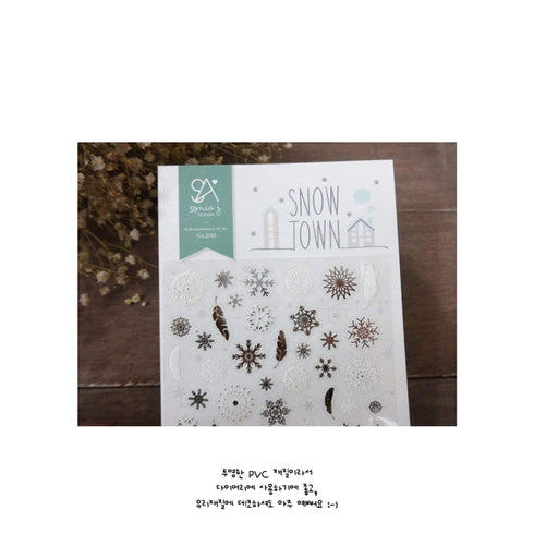 Suatelier Sonia PVC Transparent Stickers 2045 | Snowtown Winter Snowflakes Snow