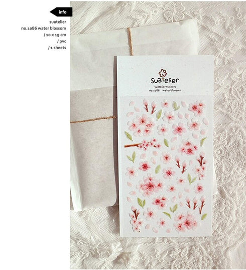 Suatelier Sonia PVC Transparent Stickers | Water Blossom Cherry Blossom Sakura