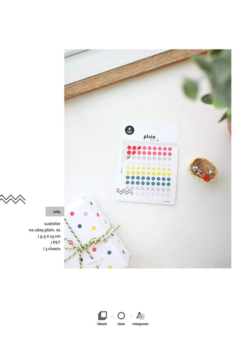 Suatelier Translucent Planner Stickers | Plain Shapes 01
