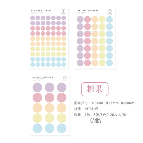 TRANSPARENT PET Pastel Dot Stickers Circle Stickers | Candy
