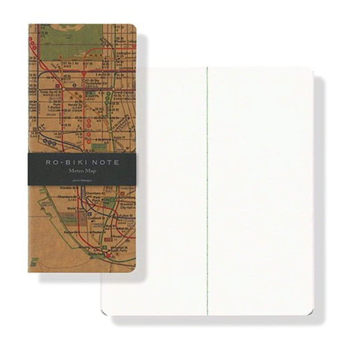 Yamamoto Ro-Biki Notebook 3.6" x 8.3" Blank Basic Chiffon Paper | New York Metro Map