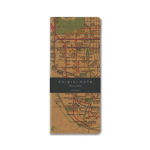 Yamamoto Ro-Biki Notebook 3.6" x 8.3" Blank Basic Chiffon Paper | New York Metro Map